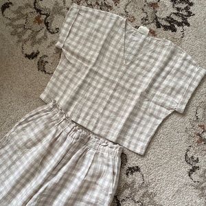 Lou & Grey nwot Gingham Linen Set